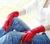 Ladies winter leather glove Red (L083NQ)