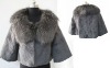 Lady fashionable rabbit fur coat