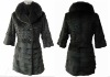 Lady rabbit fur coat long style with fox fur collar