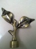 Leaf finial for metal curtain rods