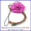 Leather Flower Cell Phone / Purse Charm Deep Pink