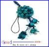 Leather Flower Cell Phone Purse Charm bia4 T Blue