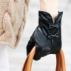 Leather product fashion women leather top gloves Black Brown (L102NN)