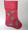 Leaves embroidery Christmas stocking
