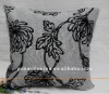 Linen leaf flocked square cushion cover and pillow case for car and seat and home and hotel