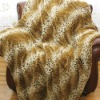 Luxury  Stripe&leopard  mink blanket
