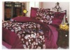 Luxury cotton 4PCS beautiful flower printed emulation silk bedding sets