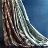 Luxury satin silk curtain, jacquard geometric pattern silk curtain(B190075)
