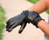 Mens Fashion LAMBSKIN winter driving leather gloves black(M013NC)
