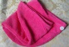 Microfiber dry-hair wrap towel with botton back