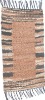 Modern leather rug with striped border