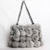 Multicolor fox  fur bag with metal strap pupular in market