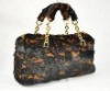 Multicolor mink fur bag with strap