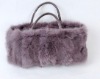 Multicolor rabbit fur bag with metal strap