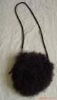 Multicolor rsheep fur bag with strap