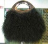 Multicolor sheep fur bag with strap