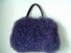 Multicolor sheep fur bag with strap