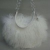 Multicolor sheep fur bag with strap