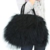 Multicolor sheep fur bag with strap