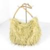 Multicolor sheep fur bag with strap