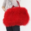 Multicolor sheep fur bag with strap