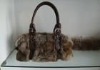 Multicolor sheep fur bag with strap