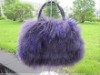 Multicolor sheep fur bag with strap