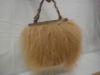 Multicolor sheep fur bag with strap