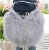 Multicolor sheep fur bag with strap