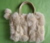 Multicolor sheep fur bag with strap
