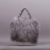 Multicolor sheep fur bag with strap