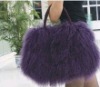 Multicolor sheep fur bag with strap