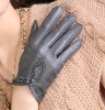NEW ladies sheepskin leather winter glove Grey Purple (L097N)