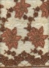 Newest metallic yarn water soluble embroidery polyester fabric on mesh