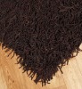 Noodle Suede Leather Shaggy rug in Chocolate Brown