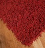 Noodle Suede Leather Shaggy rug in Red