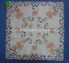 Offwhite fabric table cloth with ecru flowers and holes