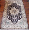 Persian hand knotted silk carpet and rug