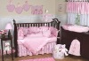 Pink color Infant Crib bedding set with flounces
