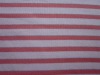 Polycotton  Argent Thread Interlock Red White Striped Fabric