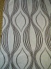 Polyester linen flocked ready made curtain