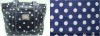 Printed Blue and White Polka Dots Canvas Fabric