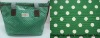 Printed Green and White Polka Dots Canvas Fabric