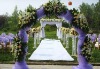 Purple snow organza wedding door curtain and organza chair sash for wedding decoration