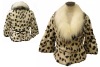 RABBIT FUR COAT WITH LEOPARD PRINTED