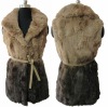 Rabbit fur patches vest with gradual colors