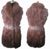 Rabbit fur vest long style with gradual colors