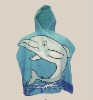 Reactive dolphin printing hooded beach towel for kids