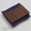 Real Wood & Natural Tanned Leather Coin Case, genuine wood is used, made in Japan