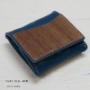 Real Wood & Natural Tanned Leather Coin Case, genuine wood is used, made in Japan